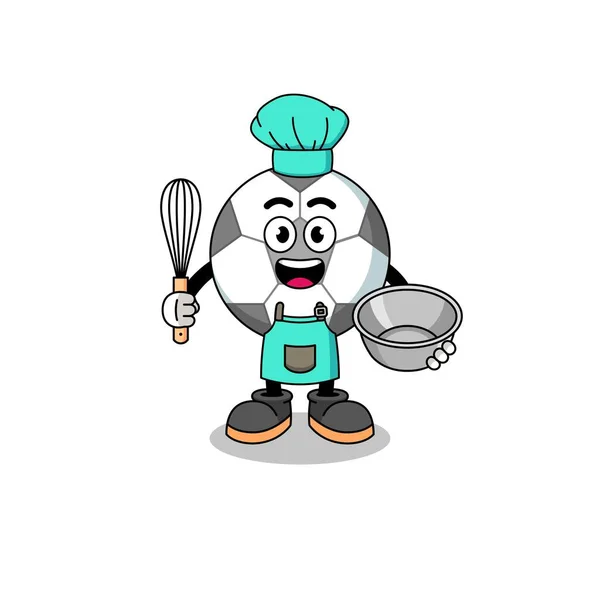 Illustrazione Del Pallone Calcio Come Chef Panetteria Character Design — Vettoriale Stock