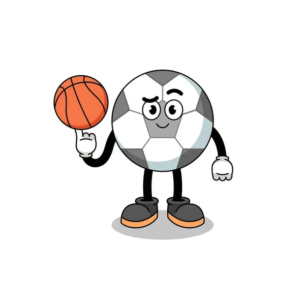 Pelota Fútbol Ilustración Como Jugador Baloncesto Diseño Personajes — Vector de stock