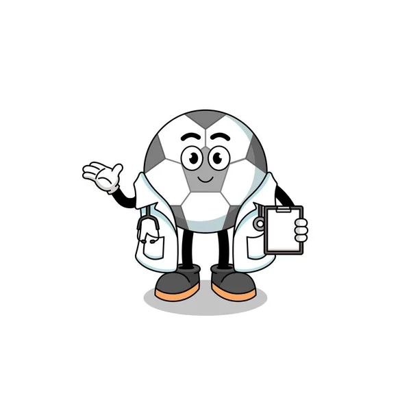 Dibujos Animados Mascota Del Médico Pelota Fútbol Diseño Personajes — Archivo Imágenes Vectoriales