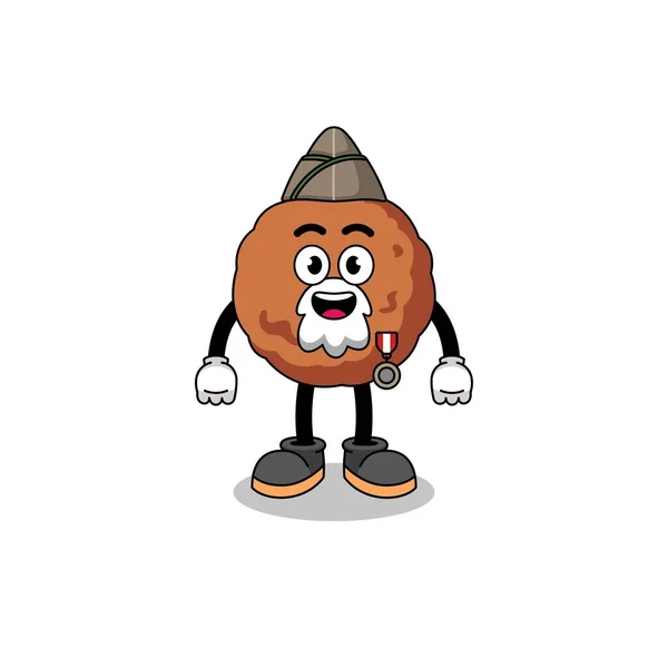 Character Cartoon Meatball Veteran Character Design — Stock Vector