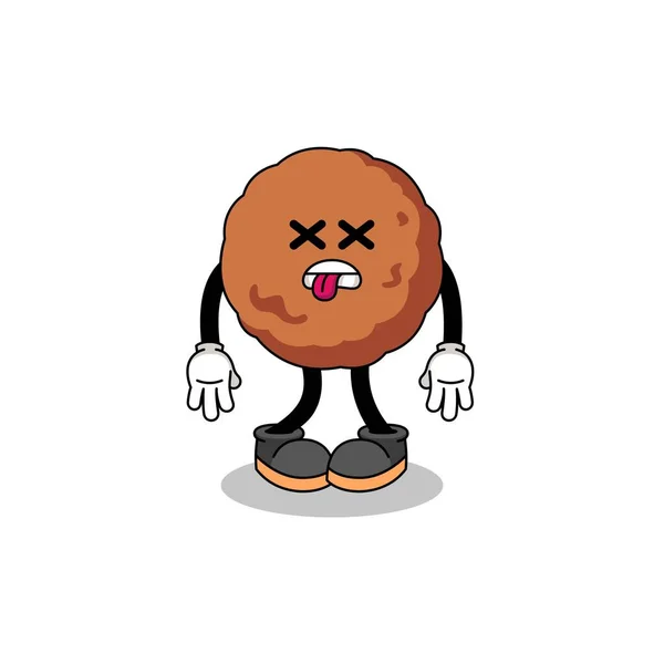 Meatball Απεικόνιση Μασκότ Είναι Νεκρός Σχεδιασμός Χαρακτήρα — Διανυσματικό Αρχείο