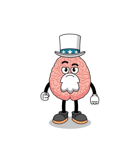 Illustrazione Del Cartone Animato Cervello Con Voglio Gesto Character Design — Vettoriale Stock