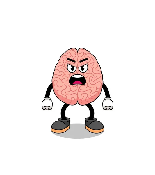 Desenho Animado Cérebro Ilustração Com Expressão Irritada Design Personagem —  Vetores de Stock