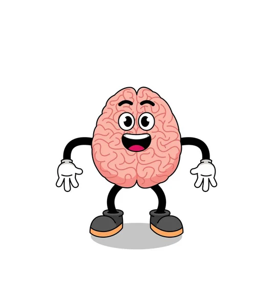 Brain Cartoon Surprised Gesture Character Design — Stock Vector