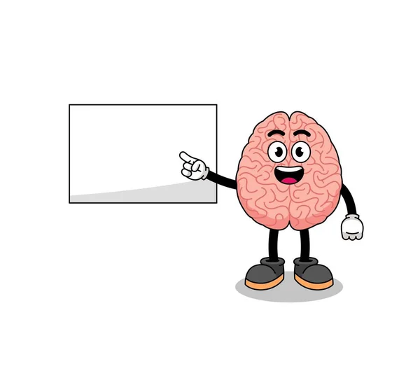 Illustrazione Del Cervello Facendo Una Presentazione Character Design — Vettoriale Stock