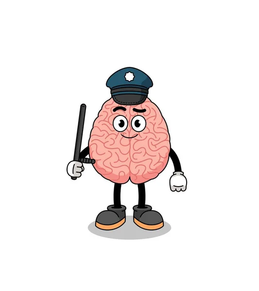 Cartoon Illustrazione Della Polizia Cerebrale Character Design — Vettoriale Stock