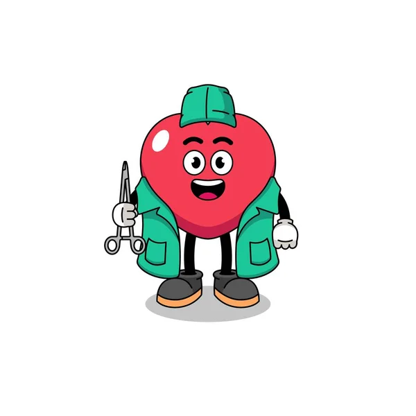 Ilustração Mascote Amor Como Cirurgião Design Caráter — Vetor de Stock