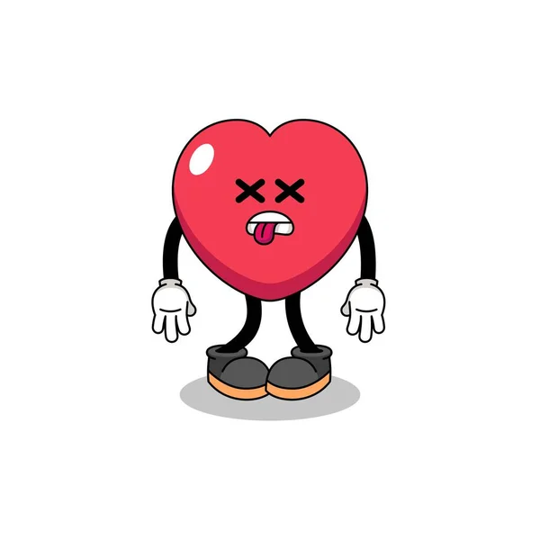 Amore Illustrazione Della Mascotte Morto Character Design — Vettoriale Stock