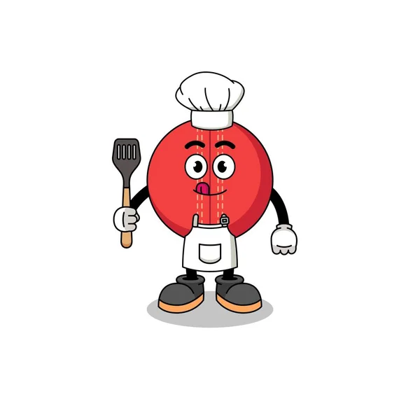 Mascotte Illustration Chef Ballon Cricket Character Design — Image vectorielle