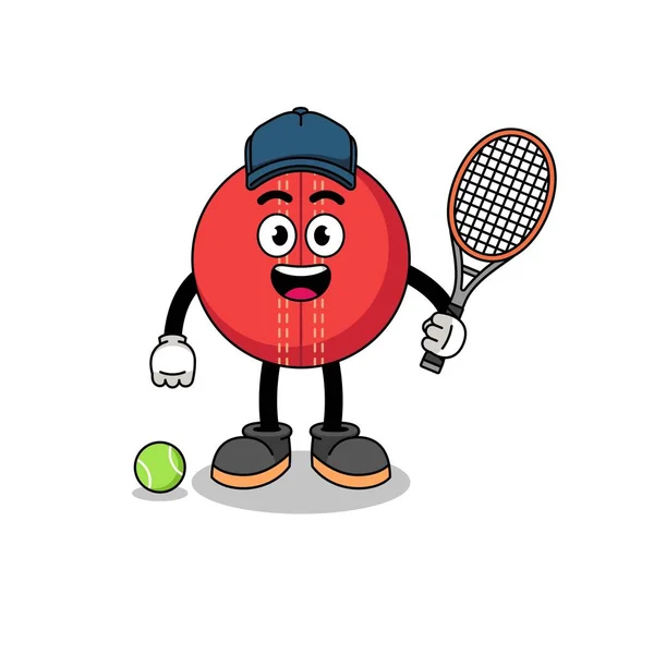 テニス選手としてのクリケットボールのイラストキャラクターデザイン — ストックベクタ