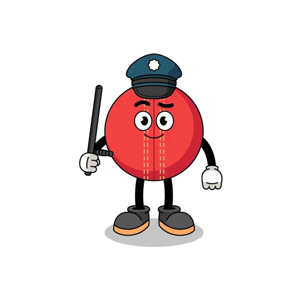 Cartoon Illustration Von Cricketball Polizei Charakter Design — Stockvektor
