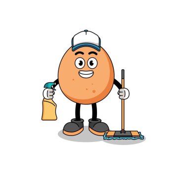 Yumurtanın karakter maskotu temizlik hizmetleri, karakter tasarımı