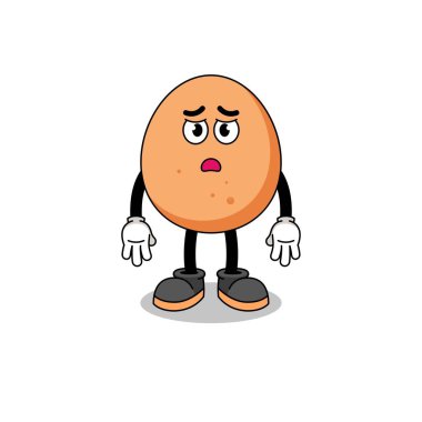 Üzgün yüzlü yumurta karikatürü çizimi, karakter tasarımı