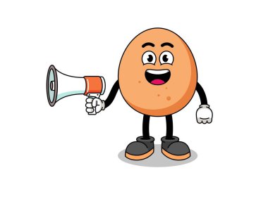 Yumurta karikatürü çizimi megafon taşıyor, karakter tasarımı