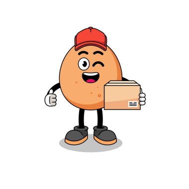Kurye olarak yumurta maskotu karikatürü, karakter tasarımı