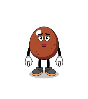 Çikolatalı yumurta karikatür karikatür üzgün yüz, karakter tasarımı