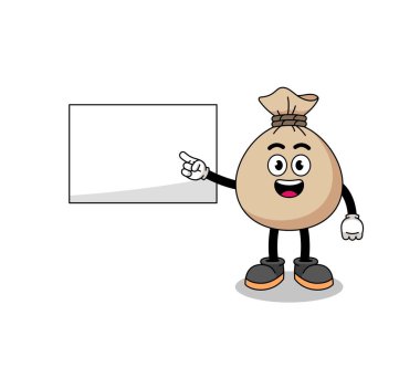 para çuvalı illüstrasyonu sunum yapıyor, karakter tasarımı