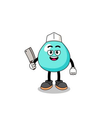 Kasap olarak suyun maskotu, karakter tasarımı.