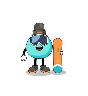 Su snowboard oyuncusunun maskot karikatürü, karakter tasarımı