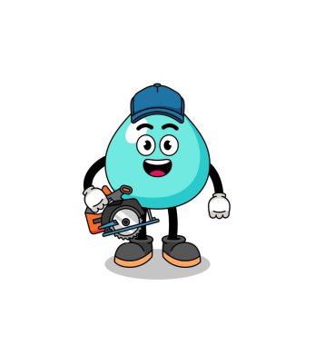 Bir ahşap işçisi olarak suyun çizgi film çizimi, karakter tasarımı