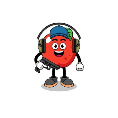 Elmanın karakter maskotu atış poligonu, karakter tasarımı