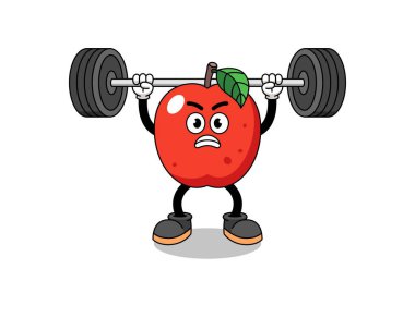 Elma maskotu çizgi filmi halter kaldırma, karakter tasarımı