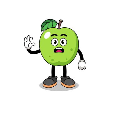 yeşil elma çizgi film çizimi stop hand, karakter tasarımı yapıyor