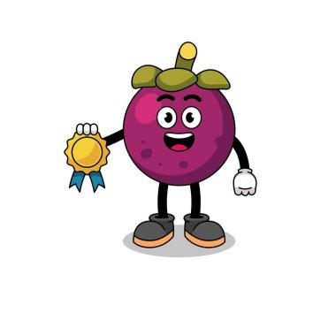 Mangosteen çizgi film çizimi tatmin edici madalya garantisi, karakter tasarımı