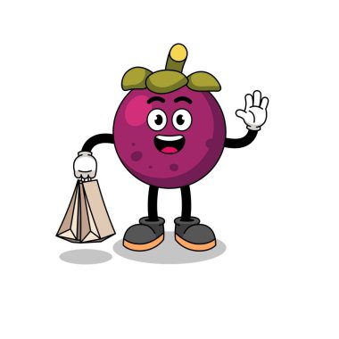 Mangosteen alışveriş karikatürü, karakter tasarımı