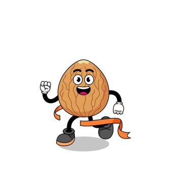 Bitiş çizgisinde çalışan badem maskot çizgi filmi, karakter tasarımı