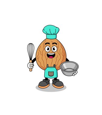 Badem resmedilmiş fırın şefi, karakter tasarımı.