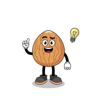 Badem çizgi filmi, bir fikir pozu, karakter tasarımı.