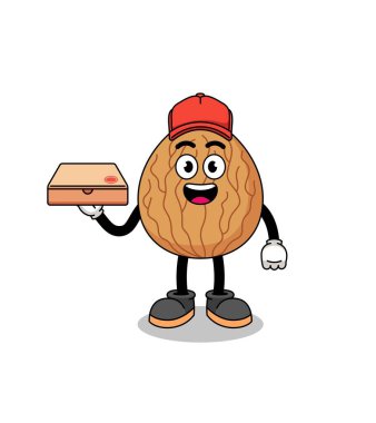 Badem çizimi, pizza dağıtıcısı, karakter tasarımı.