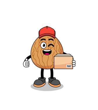 Kurye olarak badem maskotu çizgi filmi, karakter tasarımı