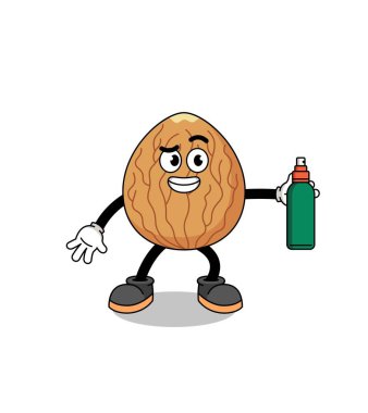 Badem illüstrasyon karikatürü sivrisinek kovucu, karakter tasarımı