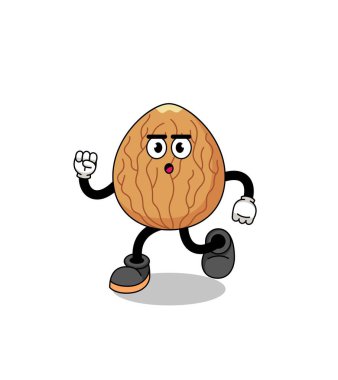 çalışan badem maskotu illüstrasyonu, karakter tasarımı