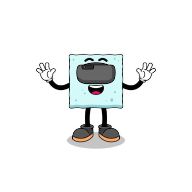 VR kulaklıklı şeker küpünün tasviri, karakter tasarımı