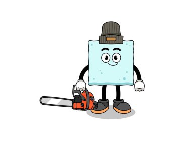 Şeker küpü çizim karikatürü bir oduncu, karakter tasarımı