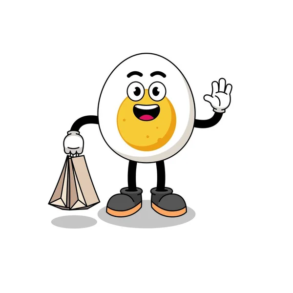 煮鸡蛋的漫画 人物设计 — 图库矢量图片