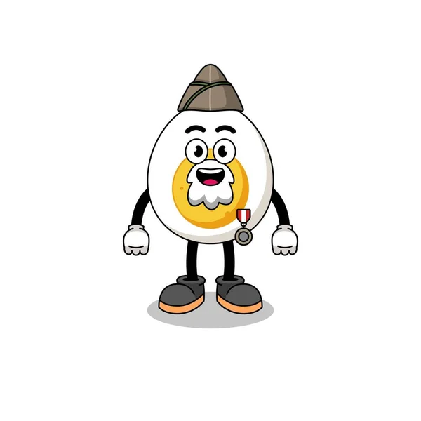 ベテランキャラクターデザインとしてゆで卵のキャラクター漫画 — ストックベクタ