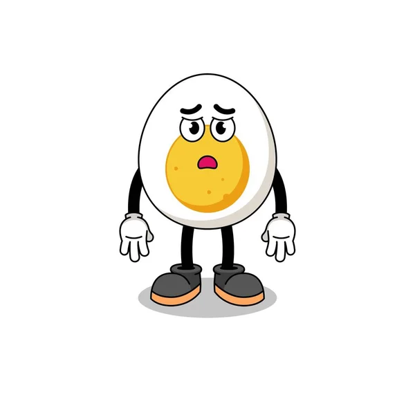 Βραστό Αυγό Εικονογράφηση Κινουμένων Σχεδίων Λυπημένο Πρόσωπο Σχεδιασμό Χαρακτήρα — Διανυσματικό Αρχείο