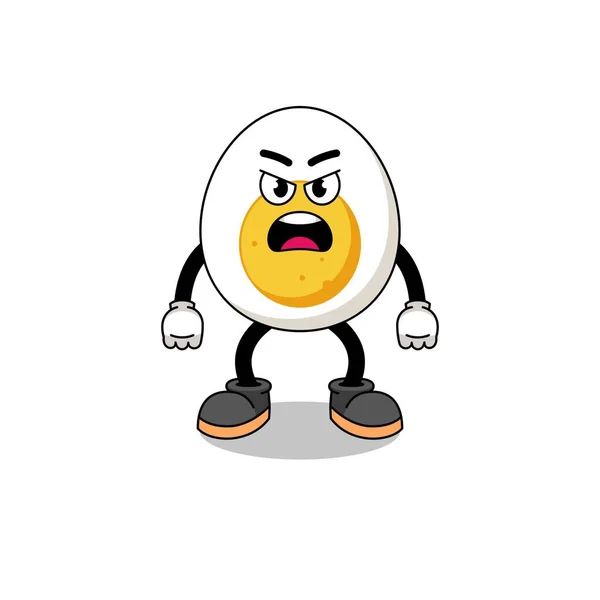 Βραστό Αυγό Εικονογράφηση Κινουμένων Σχεδίων Θυμωμένος Έκφραση Σχεδιασμό Του Χαρακτήρα — Διανυσματικό Αρχείο