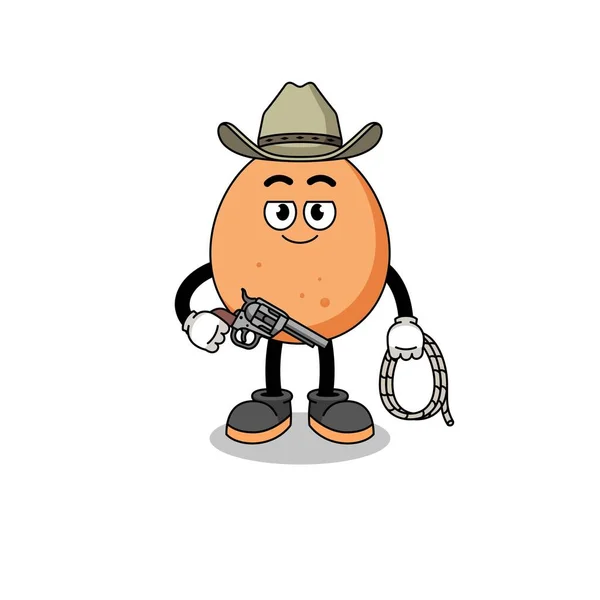 Mascote Personagem Ovo Como Cowboy Design Personagem —  Vetores de Stock