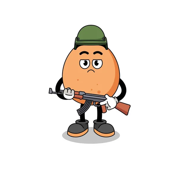 Cartoon Egg Soldier Character Design — Stock Vector