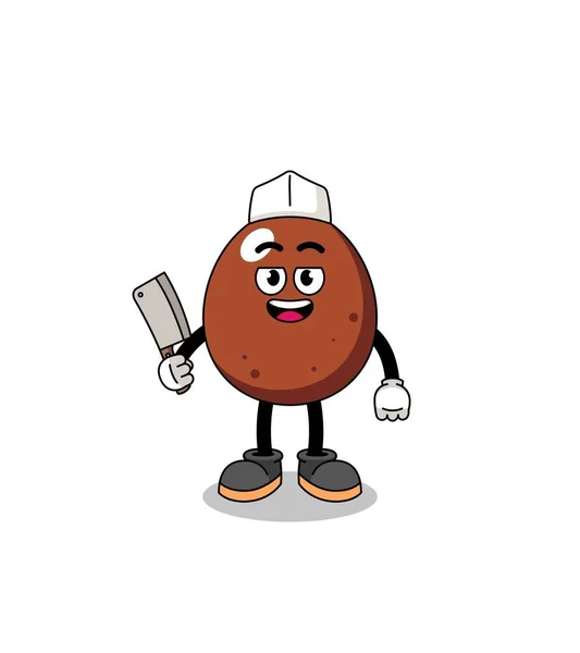 Mascotte Oeuf Chocolat Comme Boucher Character Design — Image vectorielle