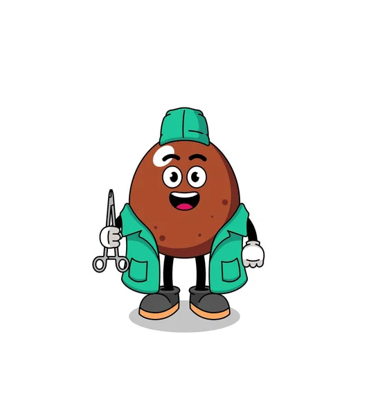 Illustratie Van Chocolade Mascotte Als Chirurg Karakter Ontwerp — Stockvector