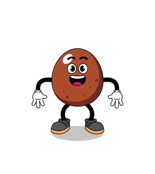 Chocolate Egg Cartoon Surprised Gesture Character Design — Stock Vector