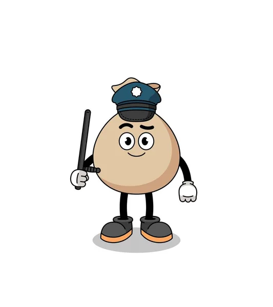Desenhos Animados Ilustração Dinheiro Sack Polícia Design Personagem —  Vetores de Stock