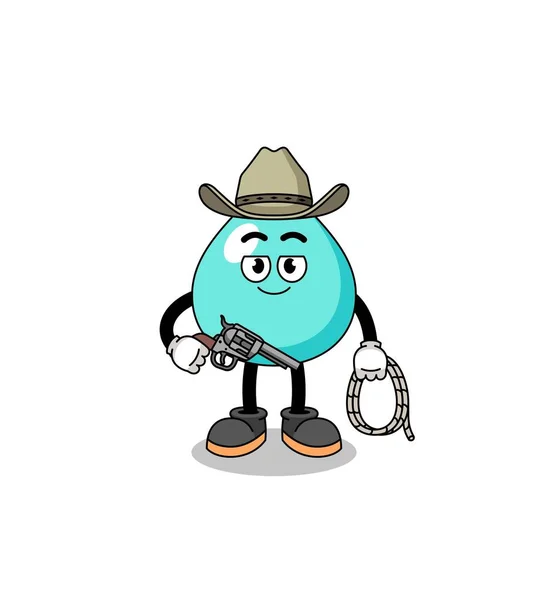 Charaktermaskottchen Des Wassers Als Cowboy Charakterdesign — Stockvektor
