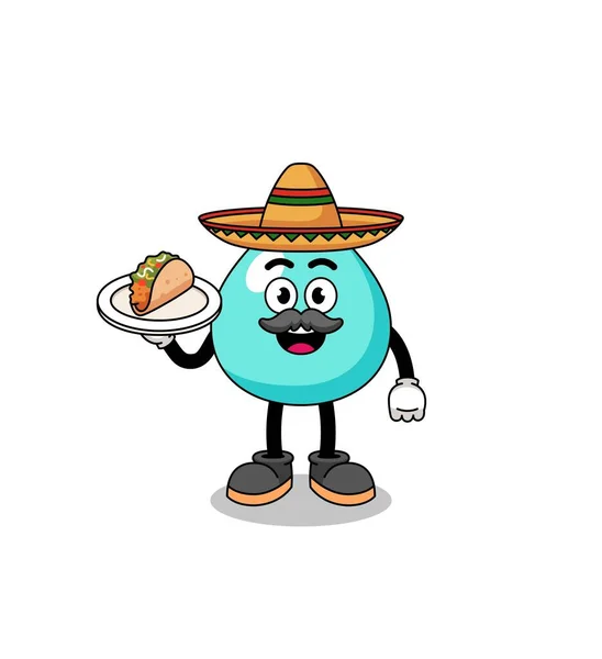Desenho Animado Personagem Água Como Chef Mexicano Design Personagem — Vetor de Stock